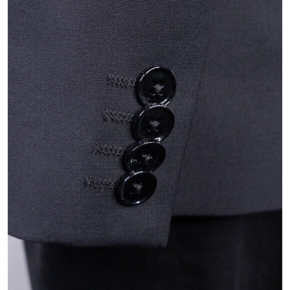 Express Men's Sport Coat Blazer Two Button Solid Black Wool Blend EXTRA SLIM 39L - Picture 7 of 14